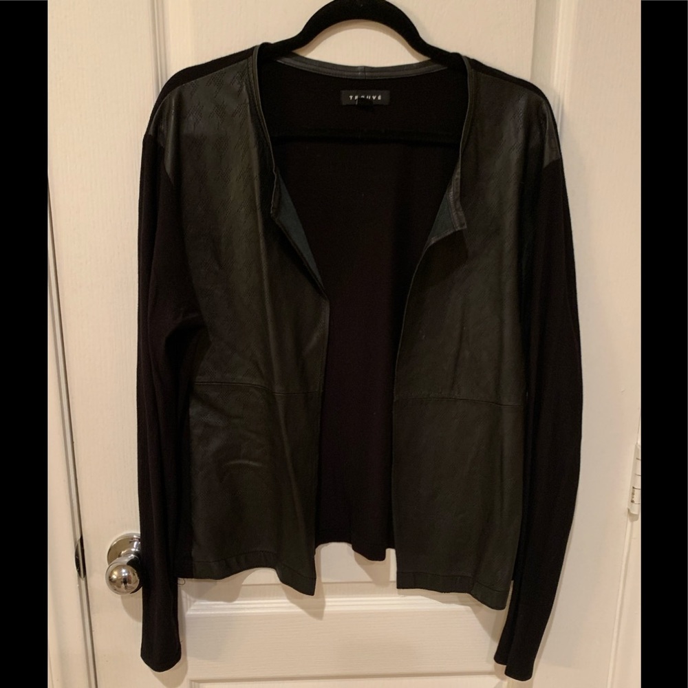 Trouve leather / knit cardigan